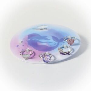 Capelli New York Set of 4 mermaid rings girls jewellery adjustable dolphin shell